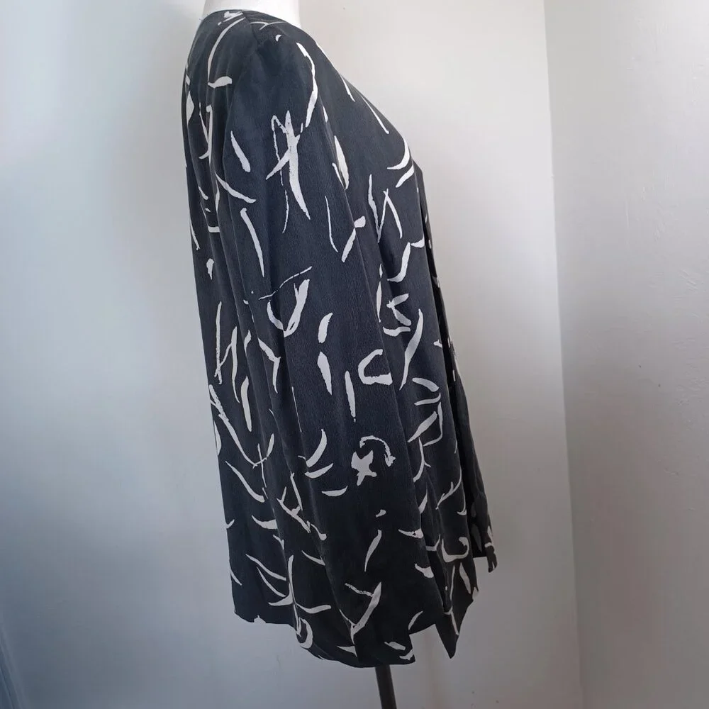 Doncaster Blazer Jacket Black Cream Abstract Print One Button‎ Lined Womens 16